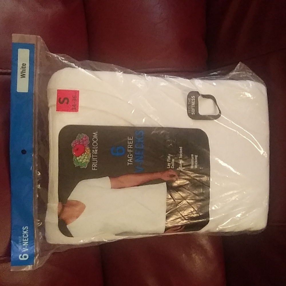 Men's white tag free v-necks